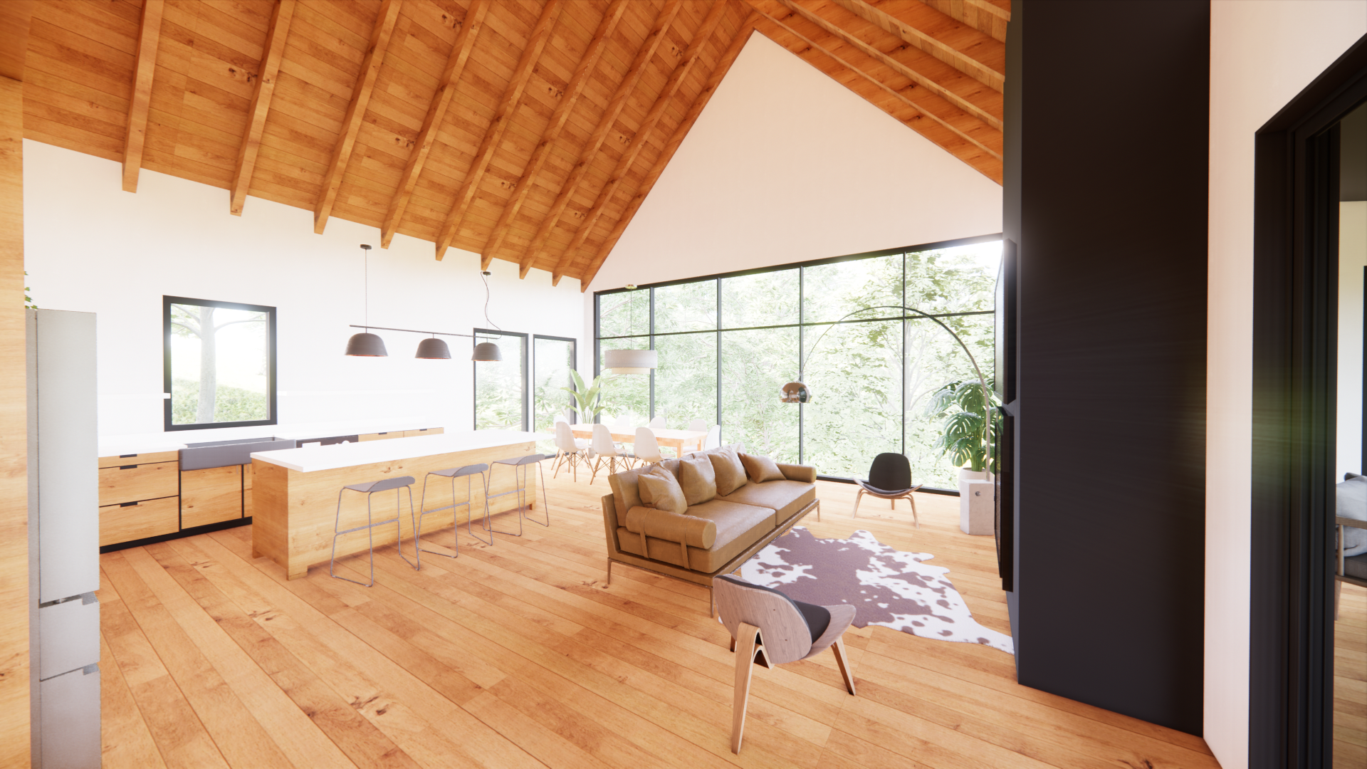 A frame living room in a farmhouse home