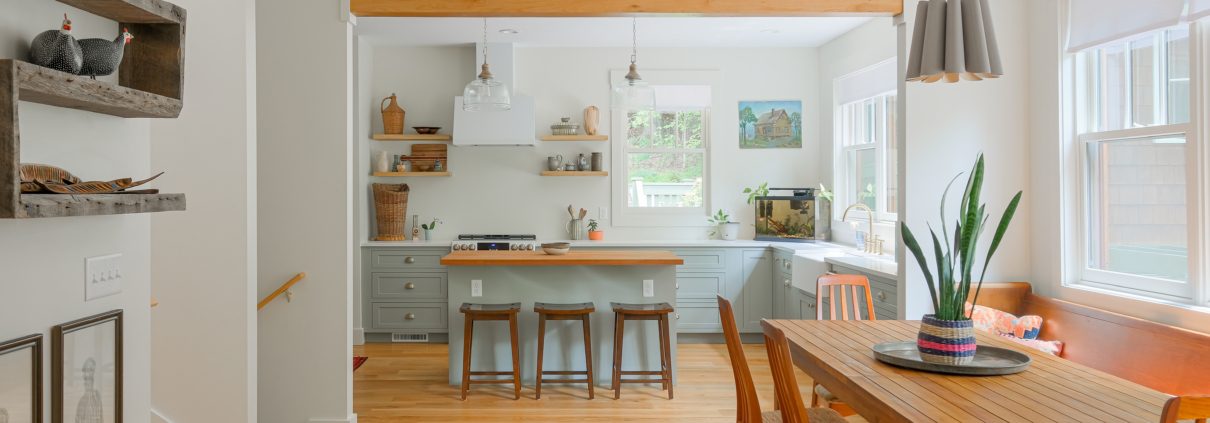 Image inside a passive solar home for our article discussing the decision between building a new home and renovating an existing building.