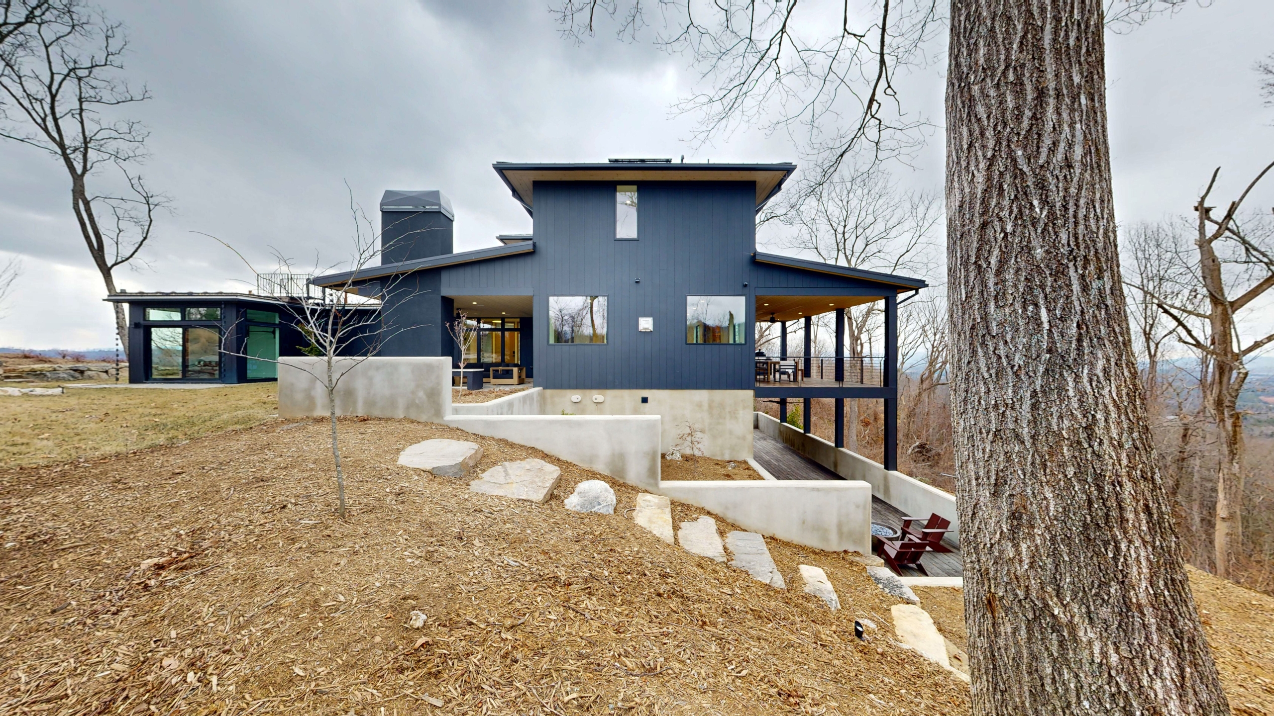 Home in Asheville, NC with terrace garden in the winter